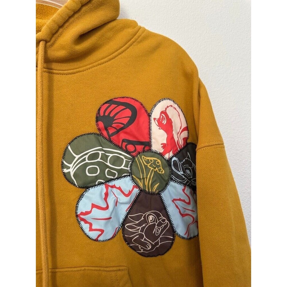 Disney Bambi Pullover Hoodie Patchwork Flower Yel… - image 3